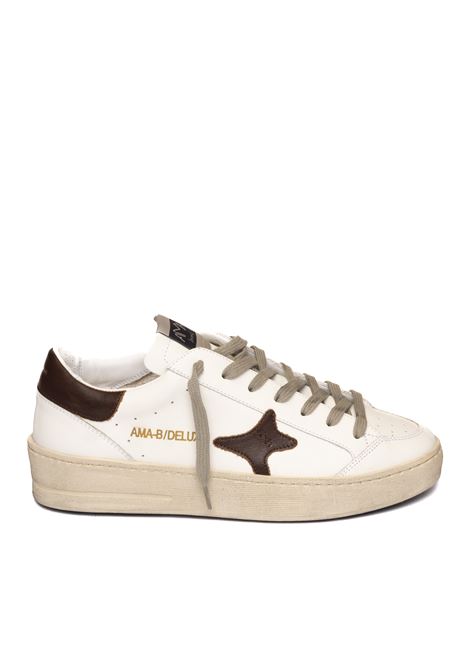 white/dark brown leather sneaker AMA BRAND DELUXE | 2959SLAM-BIANCO